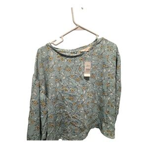 LOFT Blue Long Sleeve Boxy Blouse